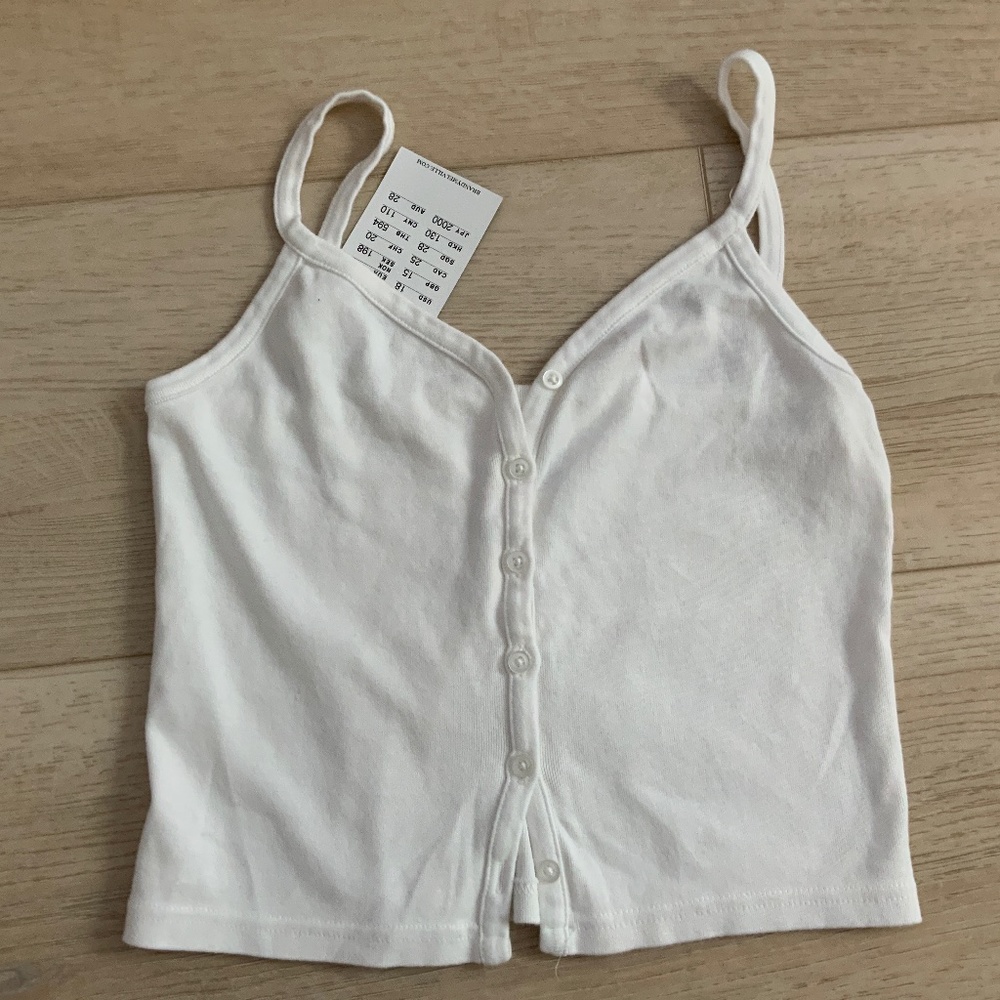 Brandy Melville White Button Down Cropped Tank Top WITH TAGS